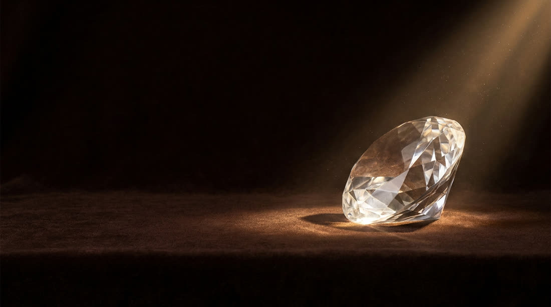 Colourless pet ash-crystal (骨灰晶石) in macro detail — jewellery-grade pet cremation keepsake by Kar Fook Goldsmiths Malaysia